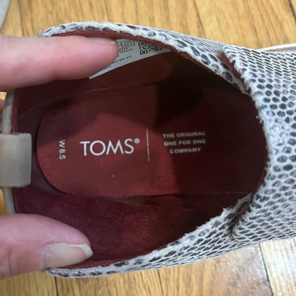 Toms Suede Paxton Snakeskin Ankle Booties Black Tan Size 8.5